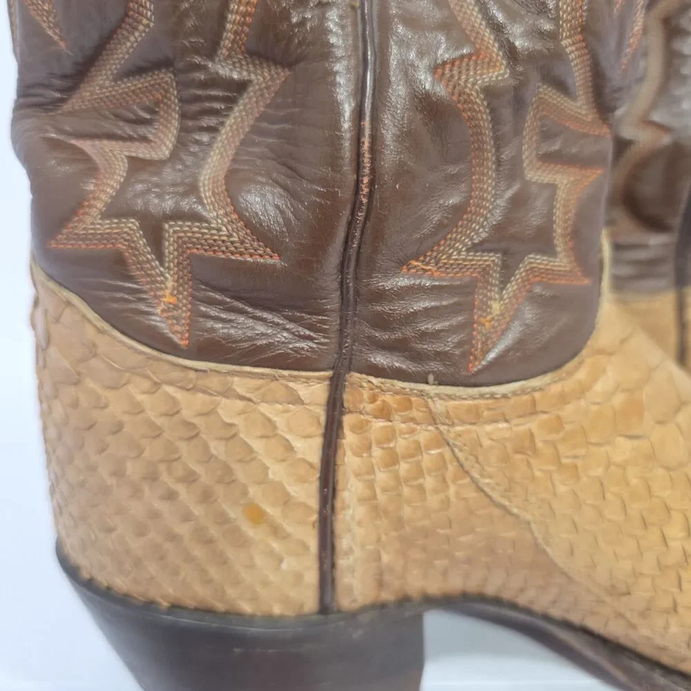 Tony Lama Boots Size 8D Black Label Genuine Python Snake Skin Cowboy Men EXOTIC
